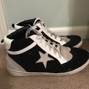Black and White High Top Sneakers with Stars